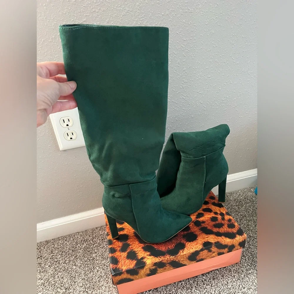 Yoki Over the Knee Green Boots